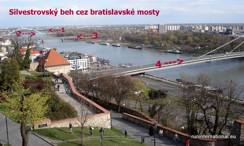 Silvestrovský beh Bratislava - the first four bridges on the route (Copyright © 2011 runinternational.eu)