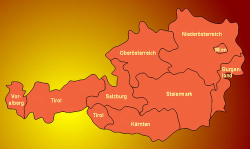 Map of Austria: Bundesländer / states (Copyright © 2013 Hendrik Böttger / runinternational.eu)