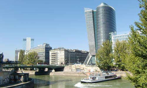 The Uniqa Tower on the Donaukanal, Vienna, Austria (Copyright © 2014 Hendrik Böttger / Run International EU)