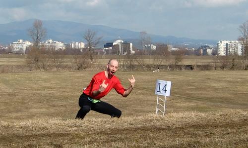 Savski Hendrix polumaraton, Zagreb, Croatia - a runner at the 14km mark with Mount Sljeme in the background (Copyright © 2016 Hendrik Böttger / runinternational.eu)