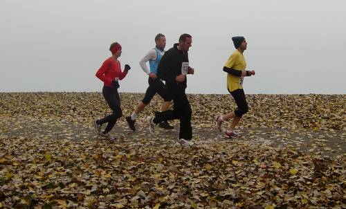 Polumaraton Ivan Starek, Jarun, Zagreb, Croatia - half marathon runners in the fog (Copyright © 2015 Hendrik Böttger / runinternational.eu)