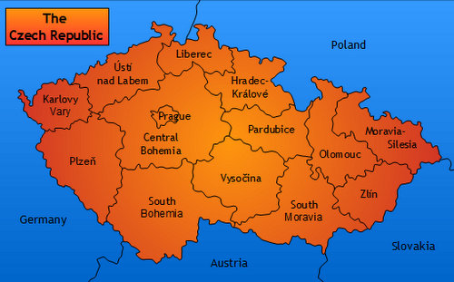 Map of the administrative divisions of the Czech Republic (Copyright © 2015 Hendrik Böttger / runinternational.eu)