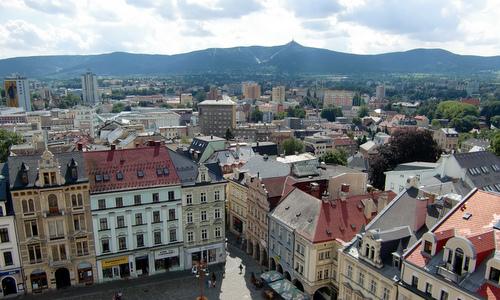Ještěd as seen from the town hall of Liberec, Czech Republic (Copyright © 2015 Hendrik Böttger / runinternational.eu)