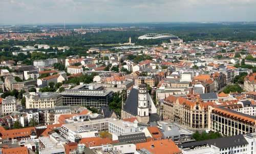 Leipzig, Germany - Red Bull Arena and city centre as seen from the City-Hochhaus (Copyright © 2014 Hendrik Böttger / runinternational.eu)