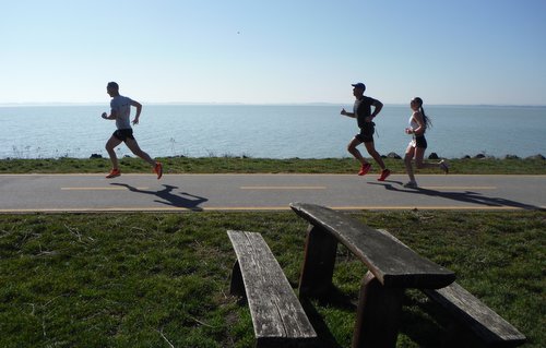 Balaton Szupermaraton - half marathon runners on the northern shore of Lake Balaton in Hungary (Photo: Copyright © 2026 Hendrik Böttger / runinternational.eu)