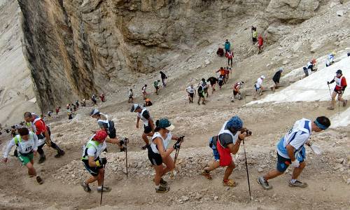 Dolomites Skyrace, Canazei, Italy - steep uphill (Copyright © 2012 Hendrik Böttger / runinternational.eu)