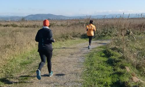 Marcia degli Alberoni - two runners on a beautiful trail near Monfalcone (Copyright © 2016 Hendrik Böttger / runinternational.eu)