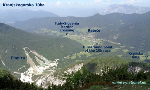 Kranjskogorska 10ka (Kranjska Gora 10k race), Slovenia - The turnaround point is near the village of Rateče and the Planica ski jumps (Copyright © 2019 Hendrik Böttger / runinternational.eu)