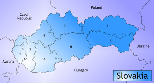 Map of the regions of Slovakia (Copyright © 2015 Hendrik Böttger / runinternational.eu)